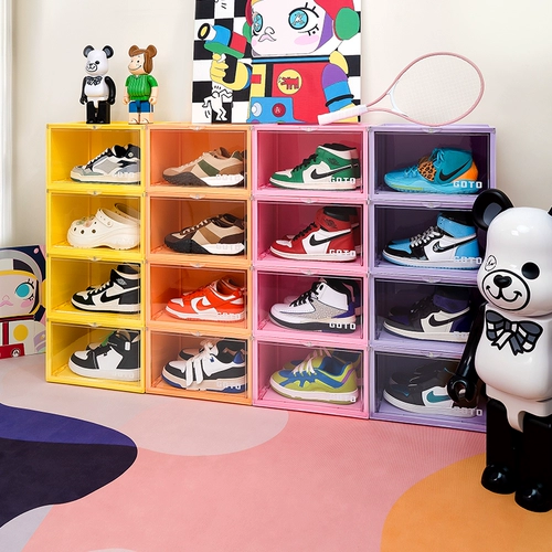 Goto Transparent Shoe Box Horseping Multi -Color Side Overseverse Anti -Oxidation Net Red Collect