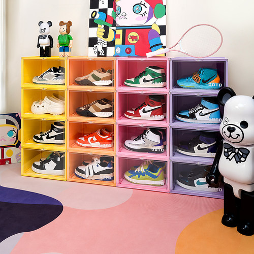 GOTO透明鞋盒马卡龙防氧化收纳盒