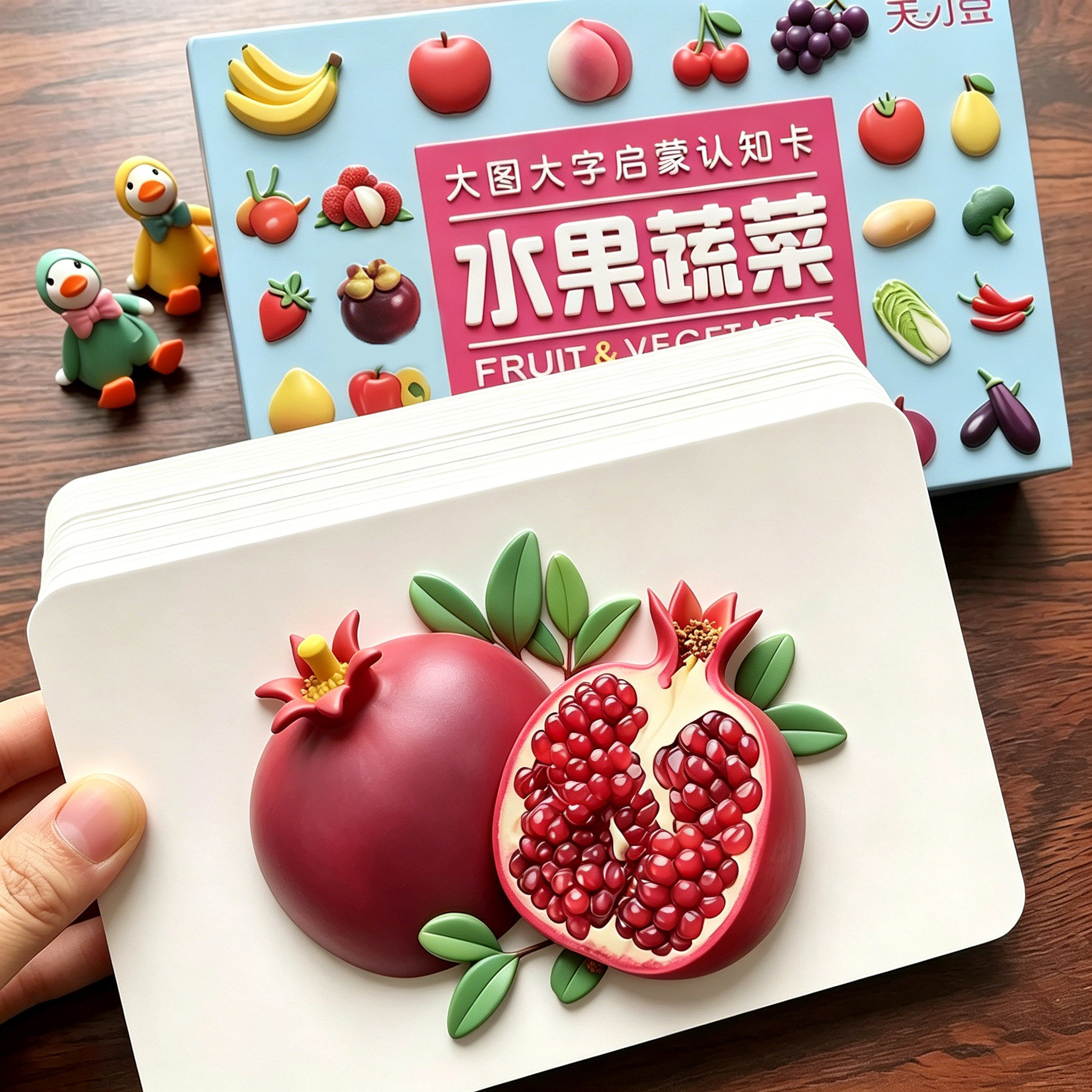 水果蔬菜彩色卡片认知教具3到6岁宝宝益智训练识图卡幼儿大图大字启蒙认知卡婴幼儿玩具书籍大卡撕不烂图书儿童看图识字早教识物书
