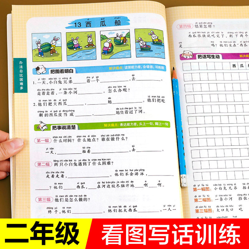看图写话小学生二年级上册下册人教版三步学会看图说话写话写作专项训练每日一练语文素材积累范文大全二升三作文起步阅读范文练习