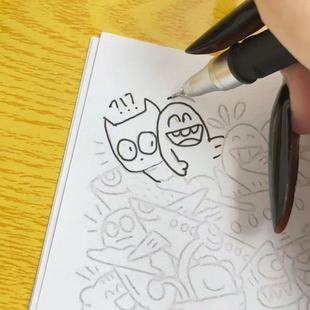 黑白线描画线条画临摹初高中生晚自习摸鱼神器治愈系图稿素材控笔