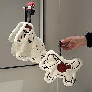 可爱小狗擦手巾挂式高颜值超强吸水加厚不发臭化妆室浴室儿童毛巾
