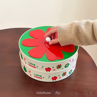 圣诞果盘家用客厅茶几零食瓜子水果分格结婚乔迁干果盘糖果摆放盘