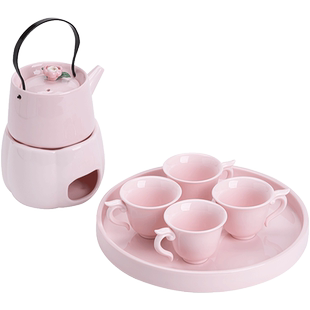 捏花提梁壶温茶炉套装家用茶具蜡烛加热底座保温泡茶壶茶杯干泡盘