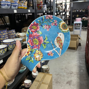 哈瓦那 蓝鸟 复古花 汤勺架 勺子托 带把小蝶 清仓默认微瑕