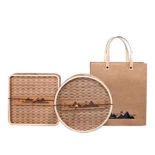 泡袋通用竹编篮收纳盒半斤装茶叶包装空礼盒375克普洱茶白茶饼盒