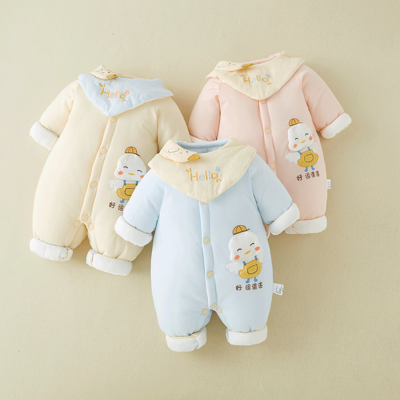 婴儿连体衣秋冬季纯棉宝宝冬装外出服加厚棉服哈衣新生儿衣服夹棉