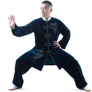 太极服女新款高端南韩绒加厚保暖武术表演服装男太极拳练功服冬季