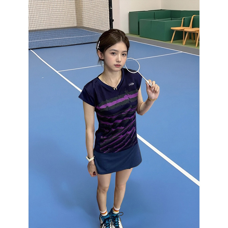 绝美紫色羽毛球服套装女2026夏季新款高颜值乒乓运动大赛运动短袖