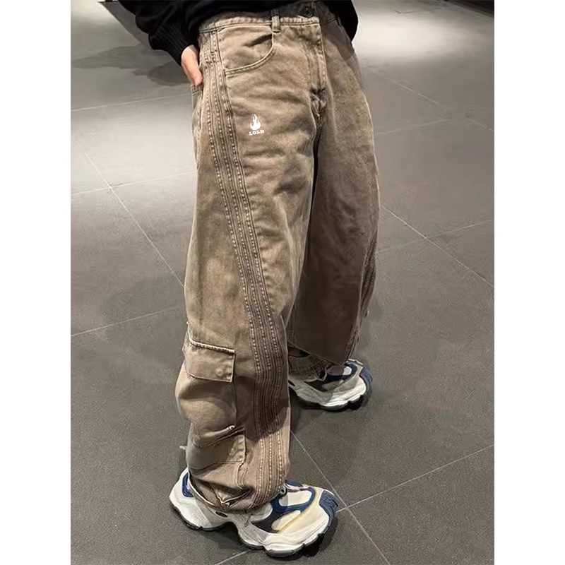 临典卡其色牛仔工装裤女2026春秋新款美式复古小个子甜酷水洗裤子