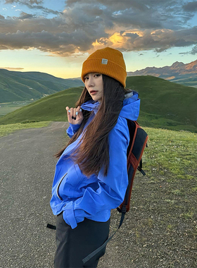 LDAB蓝色冲锋衣外套女2025春夏季新款户外防风防水三合一登山服