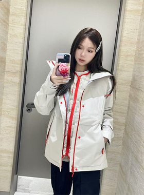 LDAB白色冲锋衣外套女款2025新款户外三合一可拆卸防风情侣登山服