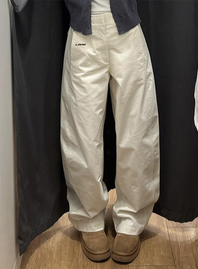 LDAB白色休闲裤女2025春夏季新款通勤风廓形宽松休闲小众直筒裤