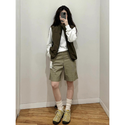 LDAB绿色工装马甲外套女2025春秋