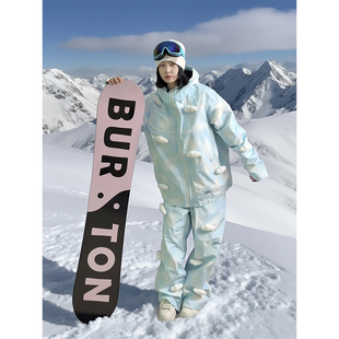 LDAB蓝色云朵滑雪服套装女2026新款超好看防风外套单双板雪裤装备