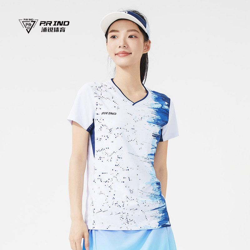 浦锐跃动运动T恤短袖男女款速干羽毛球服圆领透气比赛训练服套装