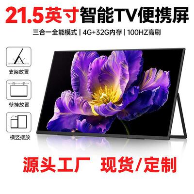 EIMIO 21.5英寸100HZ便携式显示器带安卓TV系统电脑扩展副屏IPS屏