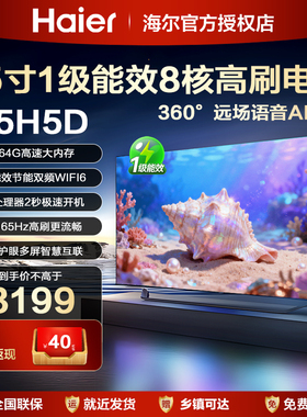 海尔65英寸4K高清液晶电视机75寸家用85寸一级能效平板彩电75H5D