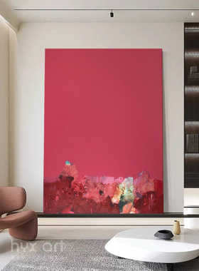 HYX.手绘油画《如愿》红色抽象画客厅简约装饰画玄关画走廊壁画