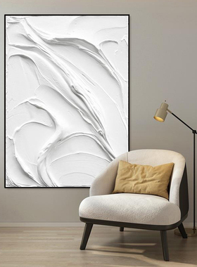HYX.手绘油画《清风赴约》现代装饰画厚肌理客厅白色画玄关抽象画