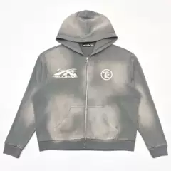 Hellstar Sports Zip up Retro Zip-Up Sweatshirt Cardigan Washed and Distressed Set