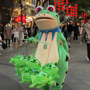 网红青蛙气球迷你发光弹跳充气夜市摆摊玩具玩偶服汽球小商品