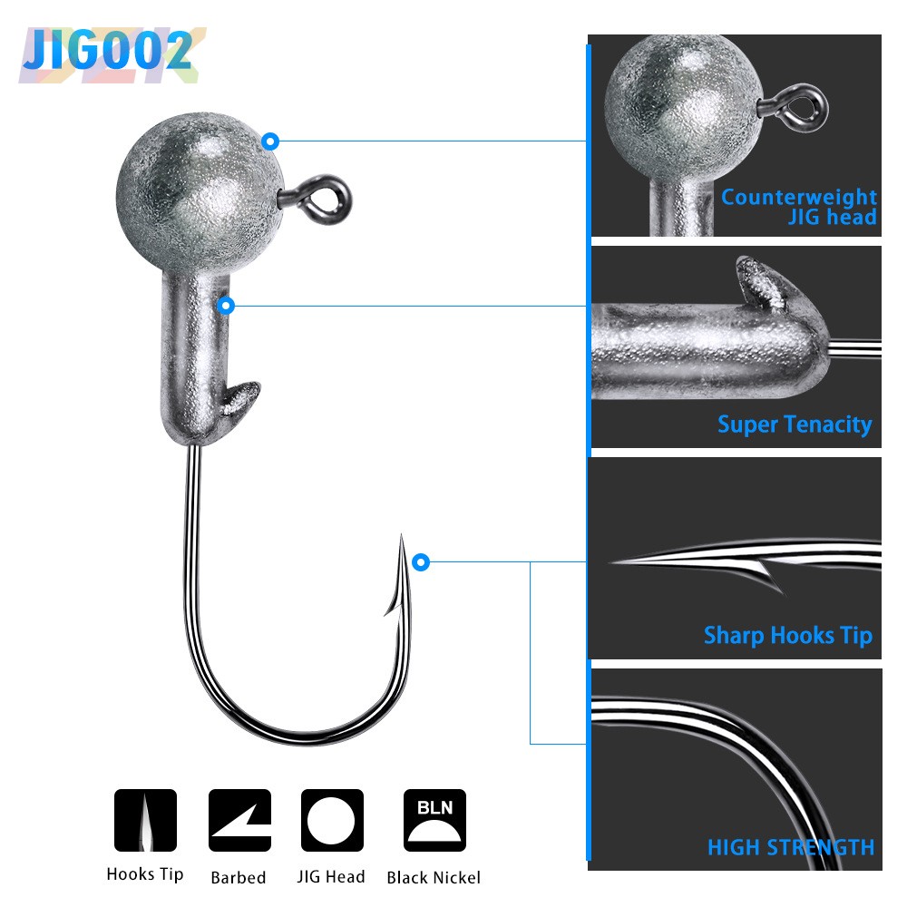 铅头钩1-10g鱼钩软虫用JIG HOOK鲈鱼适用 JIG002y3