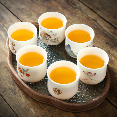 羊脂玉白瓷茶杯陶瓷喝茶碗大容量130ml功夫主人杯凉水杯子品茗杯