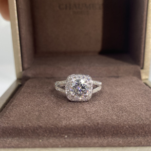 钻戒一克拉方形18K金求婚女群镶铂金30/50分结婚戒托空托定制改款