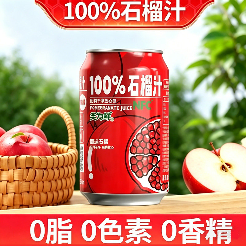 nfc石榴汁320ml*6罐100%果汁饮料孕妇儿童无添加饮料整箱8/12罐