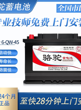骆驼蓄电池12V45AH适配骊威长安面包车五菱宏光s汽车电瓶46B24