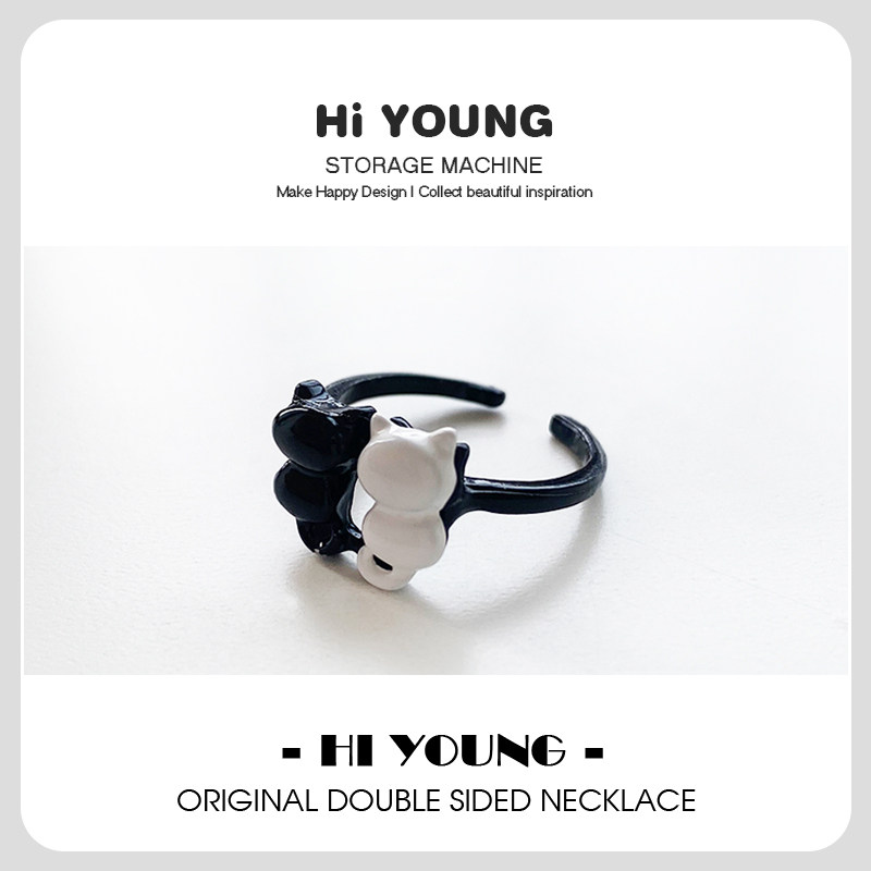 HiYOUNG女生金属小猫戒指