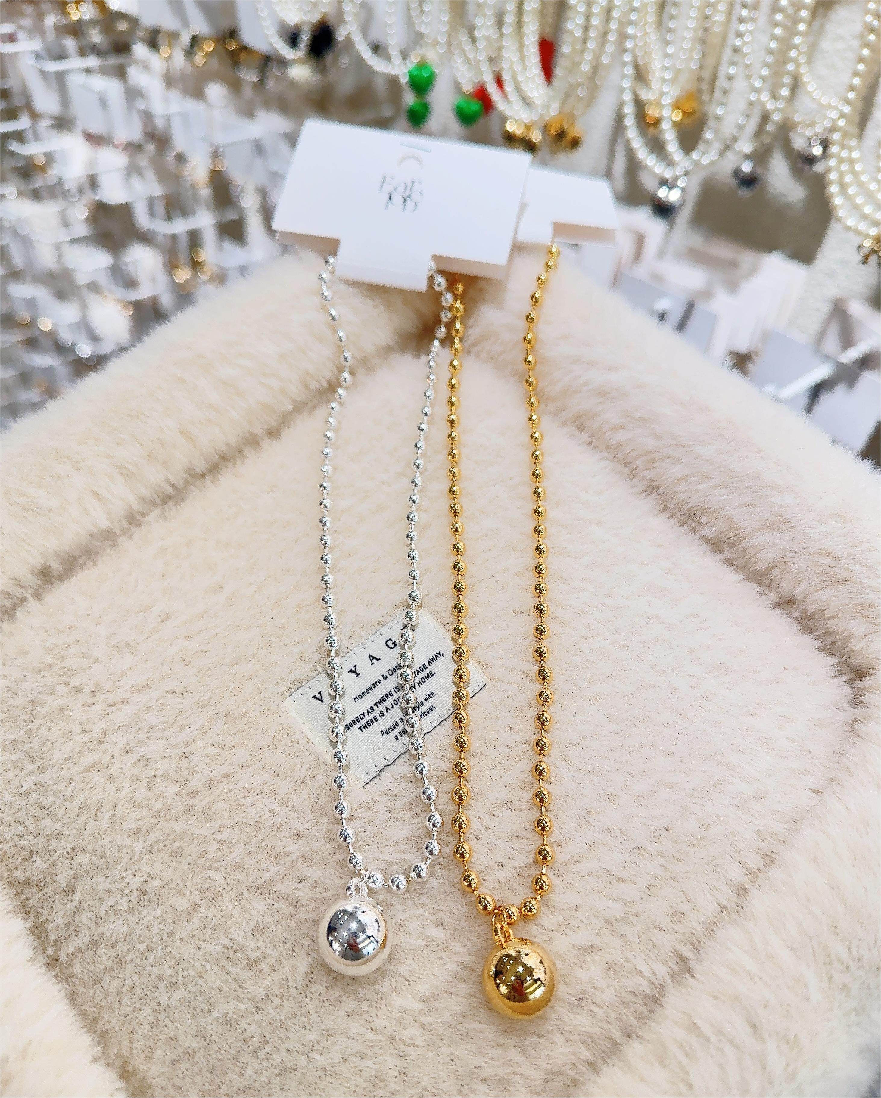 1220韩国东大门代购earlobe时尚小圆球银金圆珠吊坠轻奢简约亮眼