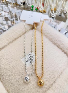 1220韩国东大门代购earlobe时尚小圆球银金圆珠吊坠轻奢简约亮眼