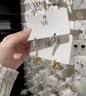 1204韩国东大门代购earlobe不规则图案耳钉银金气质淑女大方款韩