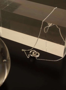 0818韩国东大门代购nyunyu925银双扣圆圈锁骨链环扣项链小众高级