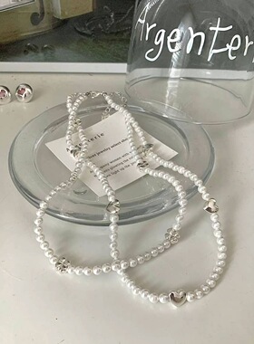 0106韩国东大门代购earlobe轻奢贝珠四叶草爱心珍珠项链高级感ins