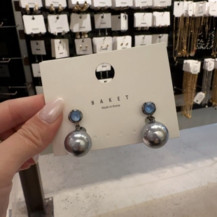 0323韩国东大门代购baket新款大号珍珠耳夹 夸张钻石拼接气质复古