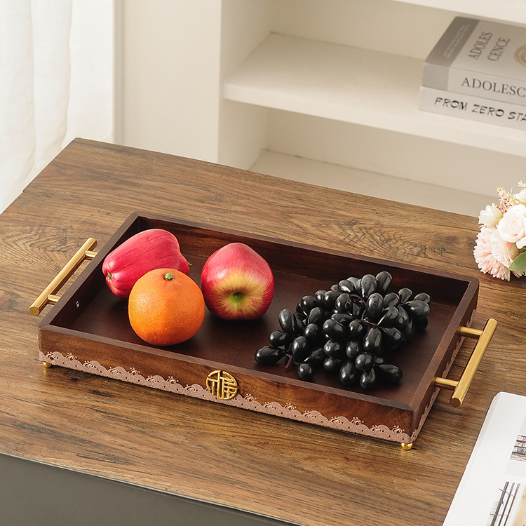 中式零食收纳水果盘轻奢高端托盘木质客厅家用茶几实木高级摆放盘