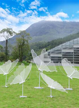 户外不锈钢镂空蝴蝶雕塑售楼部广场草坪铁艺发光景观小品装饰摆件