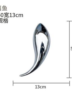 不锈钢鱼雕塑售楼处庭院小摆件金属艺术墙面花园水池景观装饰户外