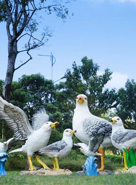 户外园林景观大型仿真鸟类鹦鹉猫头鹰孔雀玻璃钢雕塑海鸥动物摆件