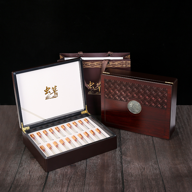 虫草包装盒高档冬虫夏草礼盒20支30支60支12瓶镂空木盒空盒