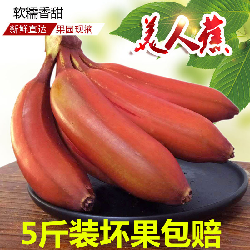 土楼红皮香蕉5斤火龙蕉红香蕉新鲜红皮banana包邮当季红美人香蕉