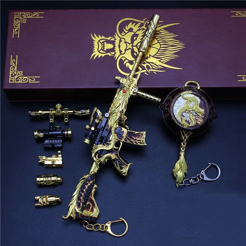 m416五爪金龙枪全皮肤挂件模型和平吃鸡合金玩具awm星之信仰98k