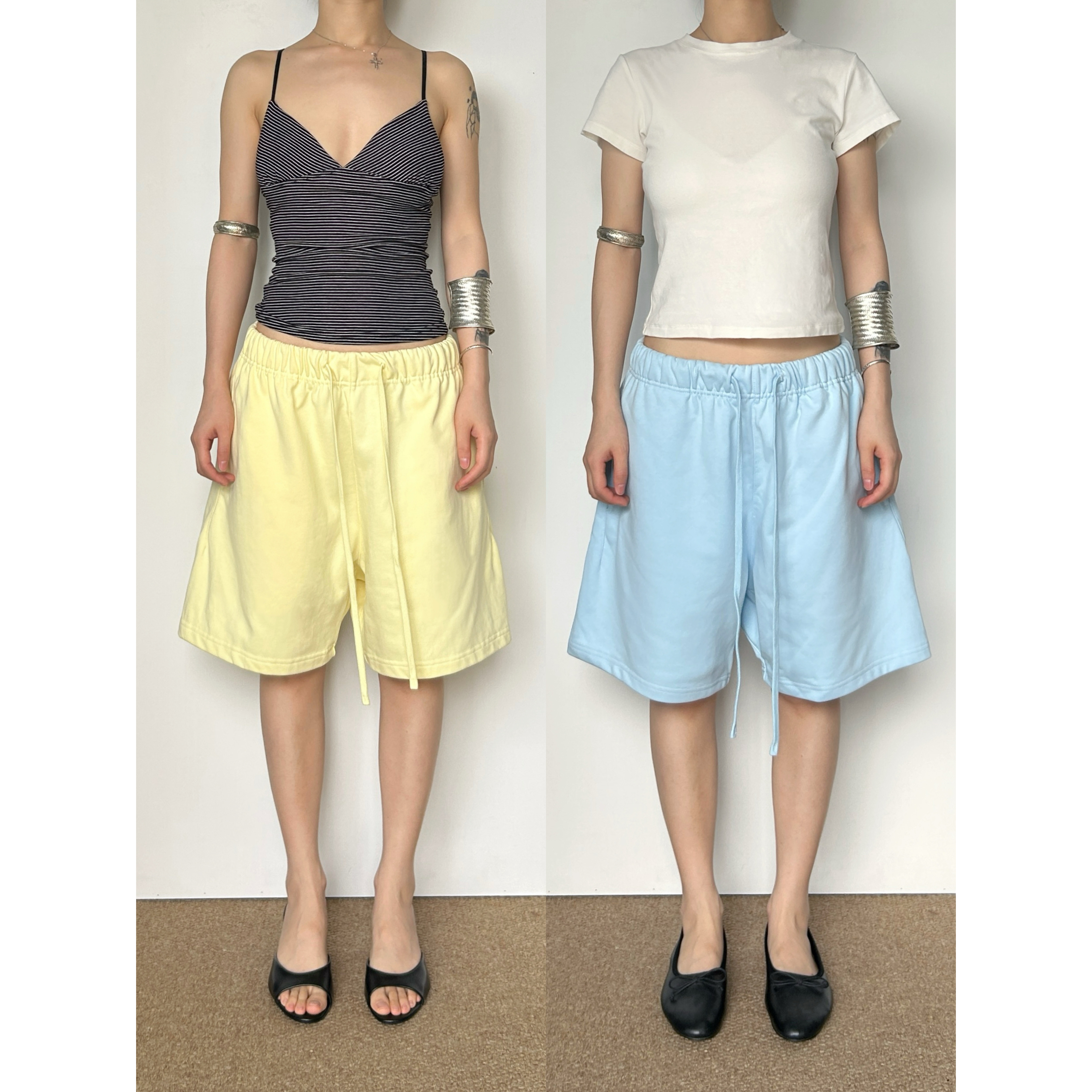 圆圈CIRCLE美式五分裤毛圈卫裤夏季阔腿裤松紧腰休闲短裤男女同款