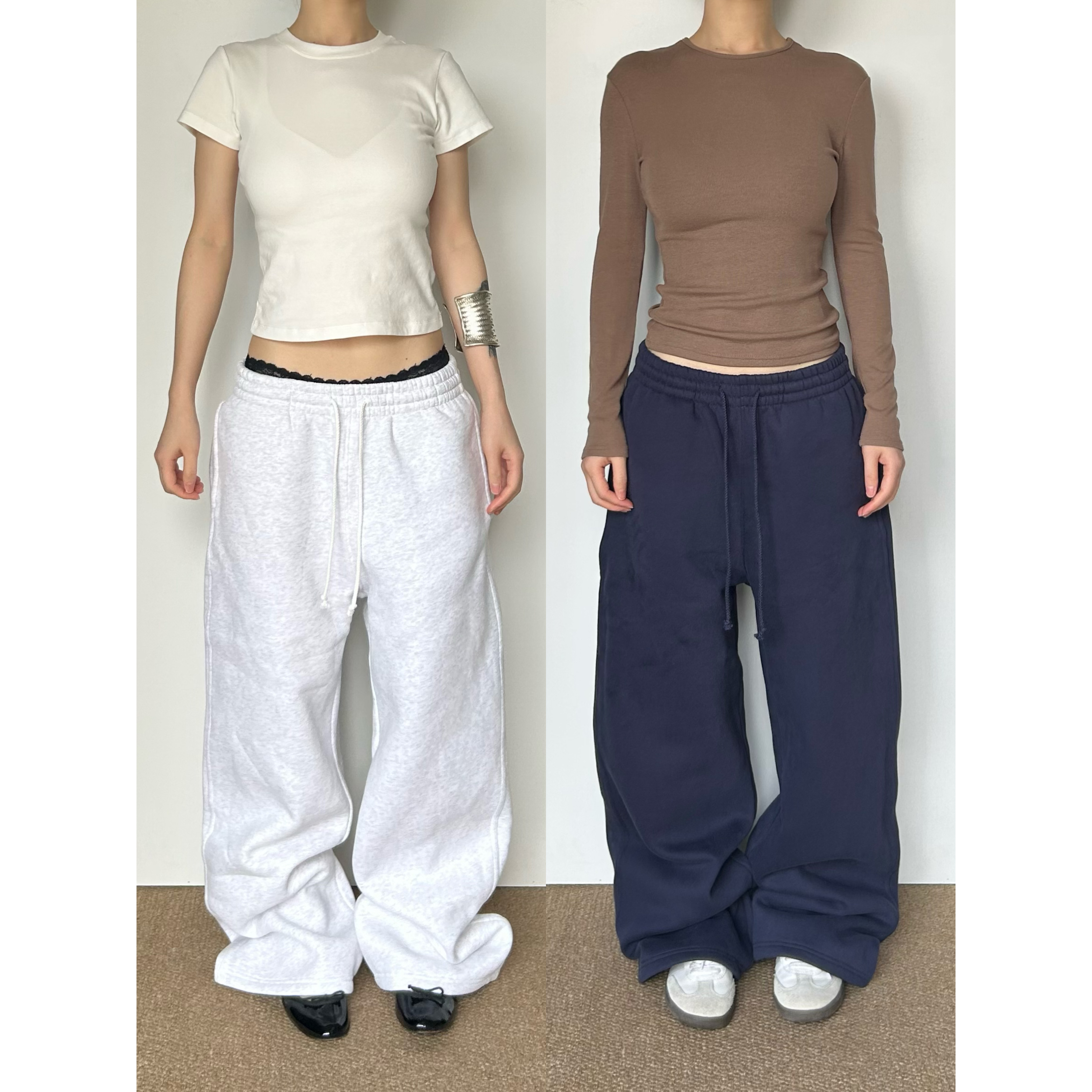 美式低腰加厚抽绳直筒卫裤女秋冬
