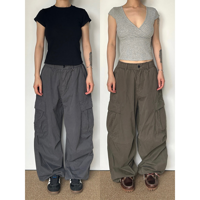美式松紧腰男女同款工装裤