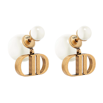 2025年新款爆款CD字母前后珍珠耳环女耳钉黄铜复古轻奢高级感耳饰