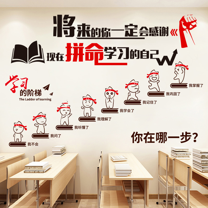 励志贴纸办公室公司企业文化墙装饰班级墙贴销售团队标语贴画墙纸